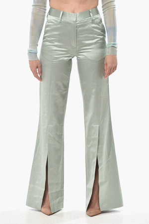 Flared-Fit-Hose aus Satin-Bouclé mit Knöchelschlitzen