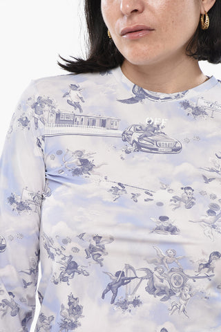 Top Girocollo OFF FRESCO in Tessuto Stretch Fantasia