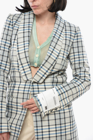 Blazer Loose Fit in Misto Cotone con Motivo a Quadri