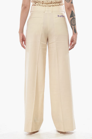 SEASONAL Virgin Wool Palazzo Trousers with Hidden Closure
