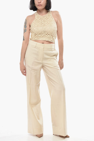 SEASONAL Virgin Wool Palazzo Trousers with Hidden Closure