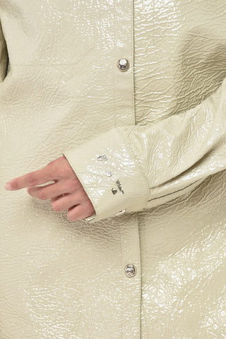 LEATHER Boxy-Fit-Overshirt Mit Knitterigem Lackeffekt