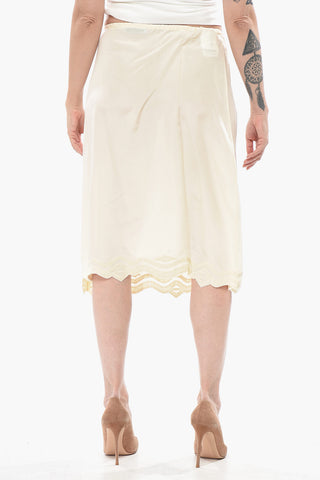 Silk Trapeze Skirt with Embroidered Trim