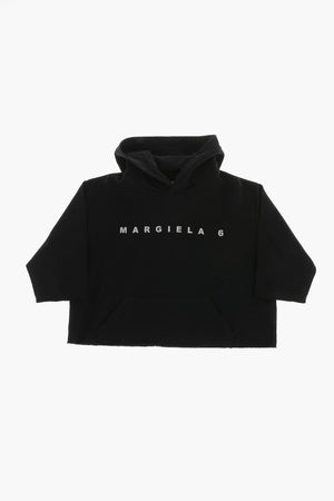 MM6 Brushed Cotton Short-Sleeve Hooded Sweatshirt