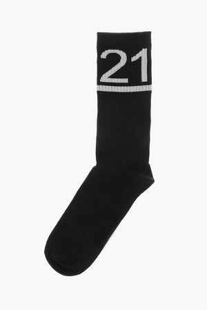 Cotton Long Socks with Contrast Logo