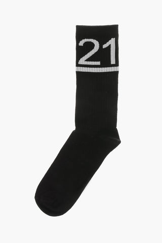 Cotton Long Socks with Contrast Logo