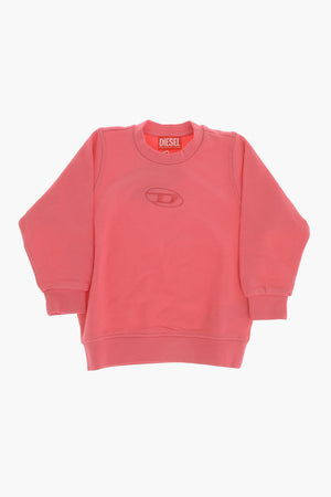 Rundhals-Baumwoll-Sweatshirt mit Ton-in-Ton-Monogramm