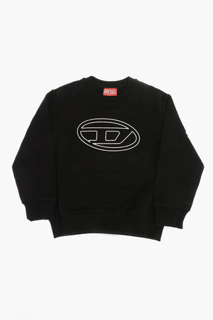 Cotton Crewneck Sweatshirt with Embossed Monogram