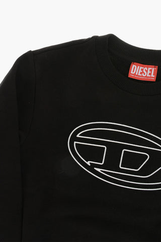 Cotton Crewneck Sweatshirt with Embossed Monogram