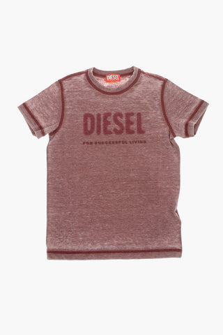 T-shirt Girocollo in Cotone con Maxi Stampa Frontale
