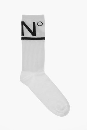 Cotton Long Socks With Contrast Logo
