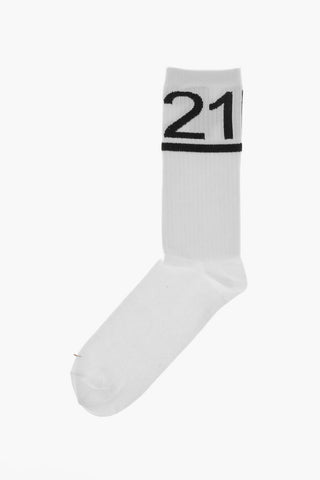 Lange Socken aus Baumwolle mit kontrastierendem Logo