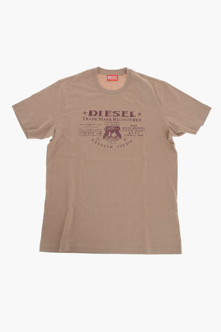 Baumwoll-T-Shirt mit Rundhalsausschnitt und Maxi-Frontprint