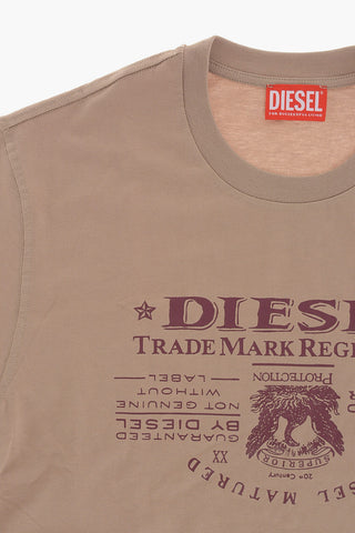 Baumwoll-T-Shirt mit Rundhalsausschnitt und Maxi-Frontprint