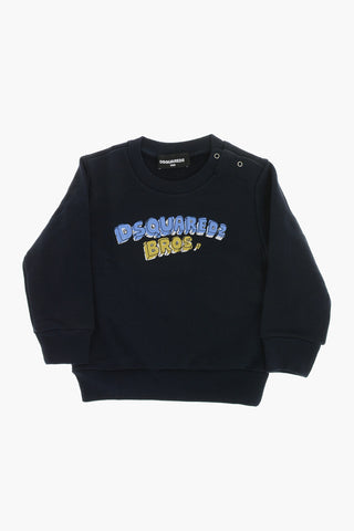 Felpa Girocollo in Cotone Garzato con Logo Stampato