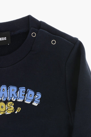 Felpa Girocollo in Cotone Garzato con Logo Stampato
