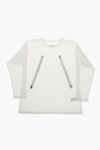 MM6 T-Shirt Girocollo a Maniche Lunghe con Stampa Zip