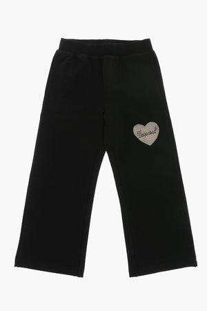 Straight-Leg Casual Pants With Heart-Shaped Decorative Detail
