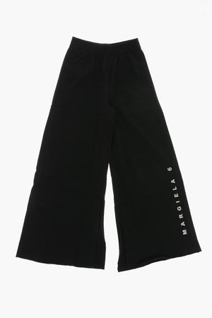 MM6 Pantaloni Svasati in Cotone Garzato con Spacco alla Caviglia