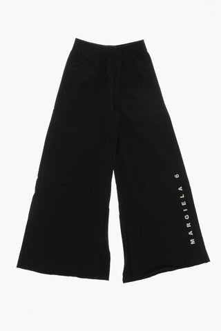 MM6 Brushed Cotton Flared Pants with Ankle Slit