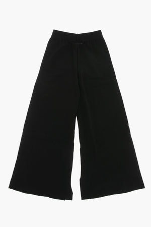 MM6 Pantaloni Svasati in Cotone Garzato con Spacco alla Caviglia