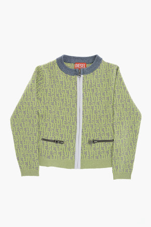 Strickjacke Mit Durchgehendem Reißverschluss Aus Baumwollmix Mit Allover-Logo