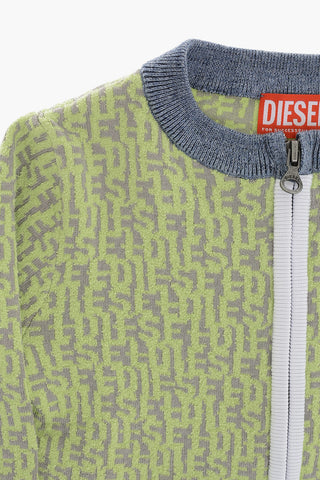 Strickjacke Mit Durchgehendem Reißverschluss Aus Baumwollmix Mit Allover-Logo