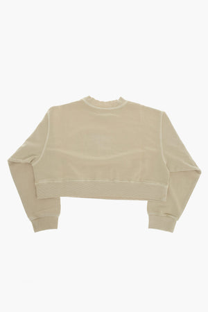 MM6 Cropped-Fit Crewneck Sweatshirt with Printed Logo