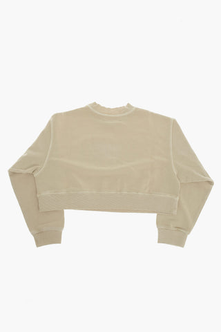 MM6 Cropped-Fit Crewneck Sweatshirt with Printed Logo