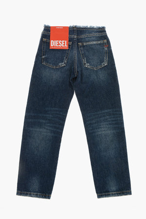 Stonewashed Jeans With Frayed Hem