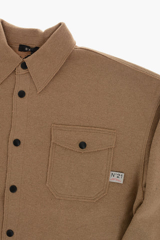 Overshirt aus Wollmischung mit Druckknöpfen
