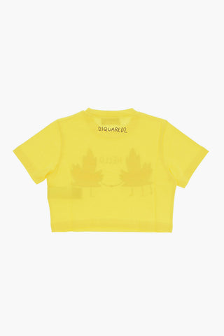 Bedrucktes Cropped Rundhals-T-Shirt