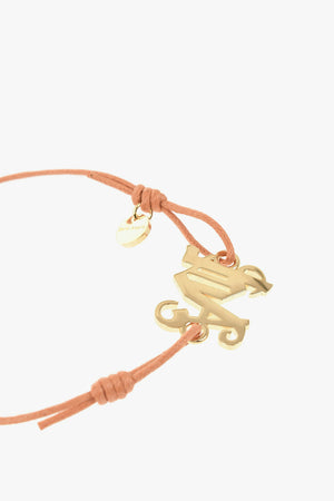 Cord Slider Bracelet with Gold Monogram