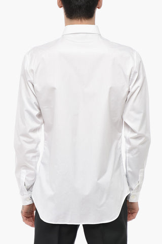 Solid Cotton Poplin Shirt with Contrast Embroidery