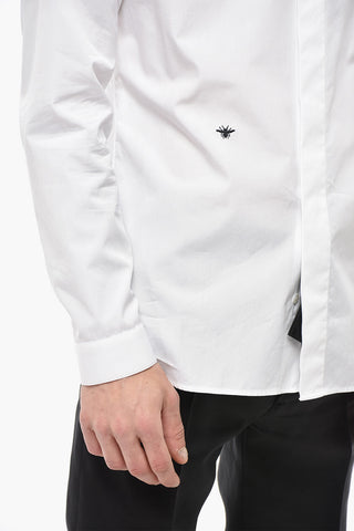 Solid Cotton Poplin Shirt with Contrast Embroidery