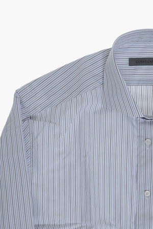 Cotton Awing-Striped Shirt With French Collar