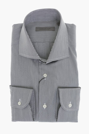 Hairline Striped Shirt With French Collar