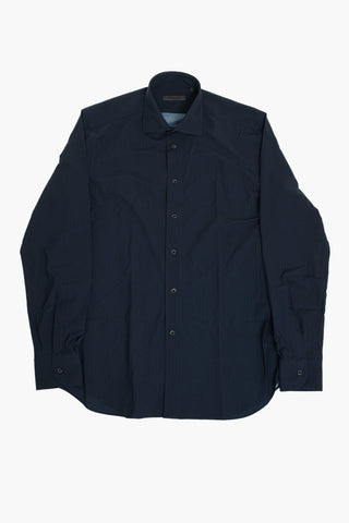 Wrinkle-Free Herringbone Stretch Fabric Shirt with French Collar