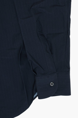 Wrinkle-Free Herringbone Stretch Fabric Shirt with French Collar