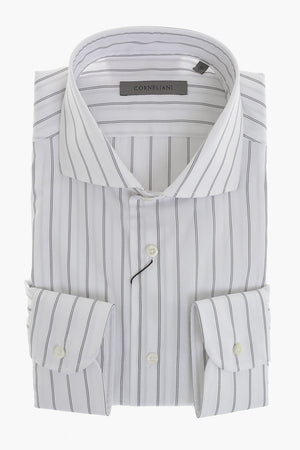 Striped Cotton Poplin Shirt With French Collar