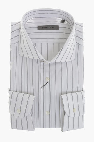 Striped Cotton Poplin Shirt With French Collar