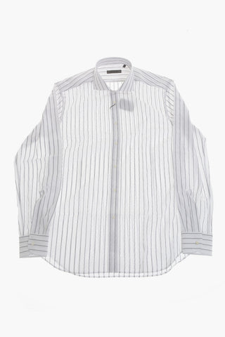Striped Cotton Poplin Shirt With French Collar