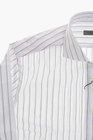 Striped Cotton Poplin Shirt With French Collar