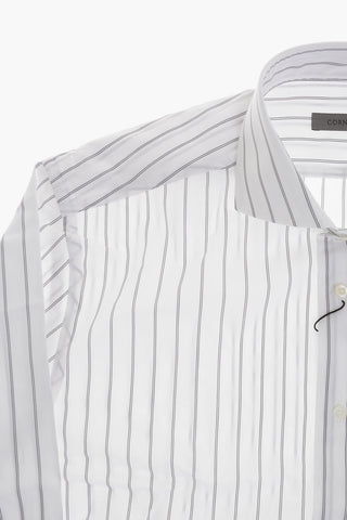 Striped Cotton Poplin Shirt With French Collar