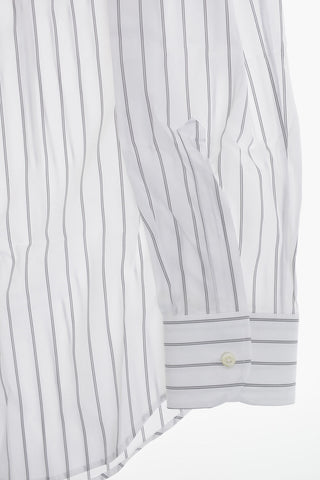 Striped Cotton Poplin Shirt With French Collar