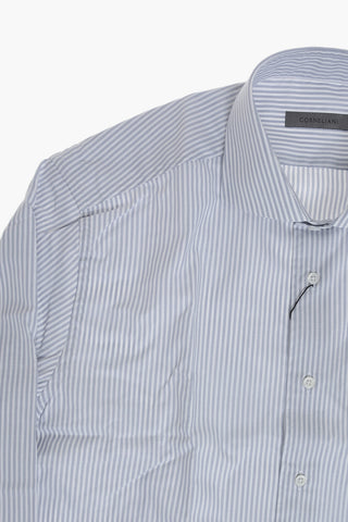 Camicia A Righe In Cotone Con Collo Francese