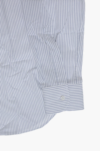 Camicia A Righe In Cotone Con Collo Francese