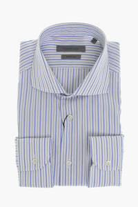 Cotton Wrinkle-Free Striped Shirt With French Collar