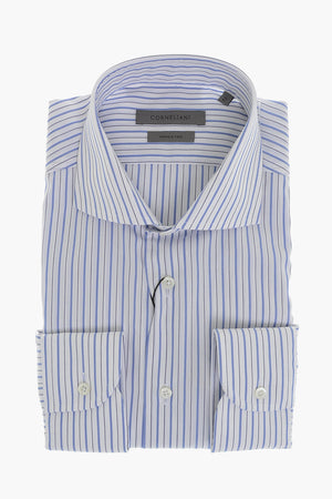 Cotton Wrinkle-Free Striped Shirt With French Collar