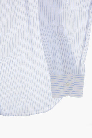 Camicia A Righe In Cotone Con Collo Francese